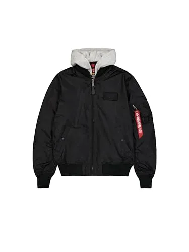 Alpha Industries MA-1 TT Fliegerjacke mit Kapuze schwarz/grau Herren Größe M - Funktionsjacken für wärmere Temperaturen, die leichte Nylonkonstruktion sorgt für Atmungsaktivität und vielseitige Einsetzbarkeit.