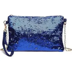 Damen Mini Pailletten Clutch Umhängetasche