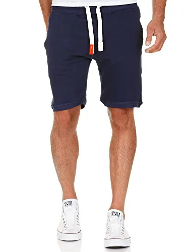 Amaci&Sons Herren Shorts Kurze Hose Bermuda Sweatshorts Kordel Jogginghose Sporthose 8004 Navyblau S