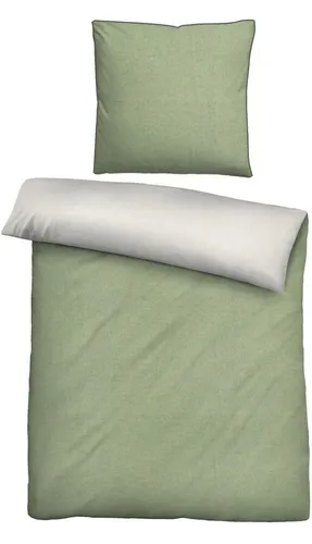 Biberna Wendebettwäsche Hermal, Flanell 3-teilig, grün von biberna