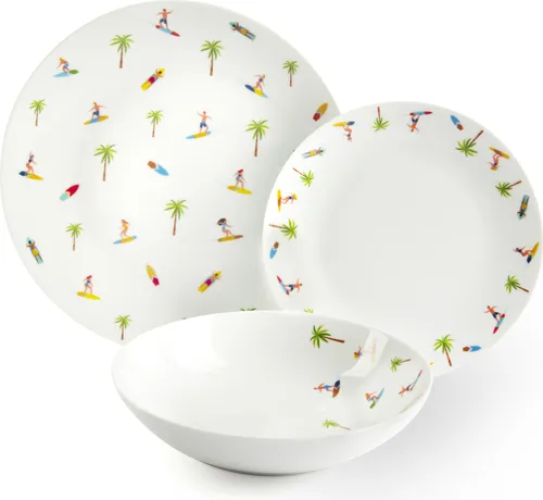 Excelsa Geschirrset 18-teiliges Honolulu Porzellan Bunt