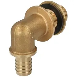 Tecuro - Tankdurchführung, Regetonnenverschraubung 90°, Ag 1 Zoll X Tülle Ø 25 Mm Ms