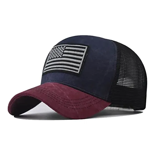Sporty Trucker Cap U.S.A. Flag - Trucker Cap mit USA-Flagge im vintage used Look, aus 100% Baumwolle, größenverstellbar und ideal für sportliche Streetwear-Outfits.