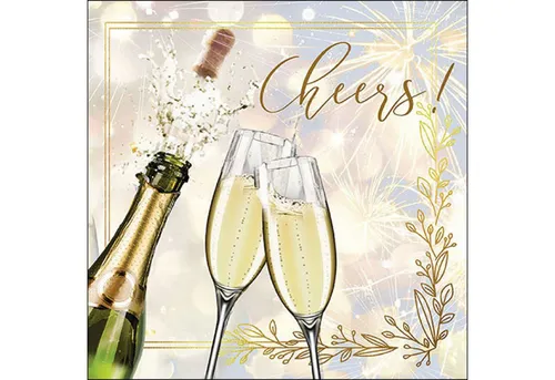 Ambiente Luxury Paper Products Papierserviette, Servietten Papier 33x33cm 3-lag. mit Champagner Motiv 20 Stück