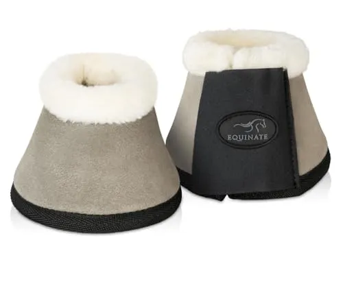 Equinate Hufglocken Sunville XL Grau - Robuste Wildleder Hufschutzglocken - Gamaschen & Schützer für Pferde: Hochwertige Wildleder-Oberfläche für edle Optik und Strapazierfähigkeit, mit synthetischem Lammfell für maximalen Tragekomfort und sicheren Halt.