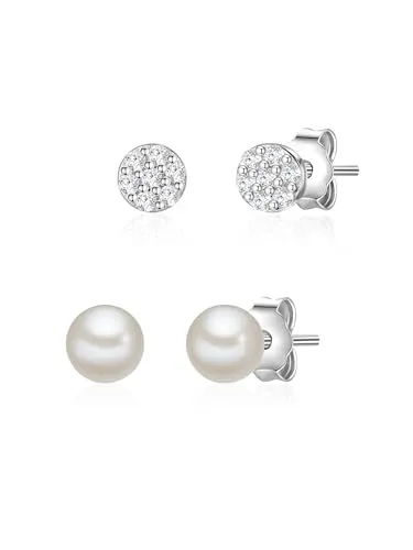 Glanzstücke München Paar Ohrstecker Silber aus Sterling Silber - Elegante Ohrstecker in zwei Varianten: mit Süßwasserperlen oder Zirkonia-Kristallen. Aus 925 Sterlingsilber, rhodiniert für dauerhaften Glanz und ideal für jeden Anlass.