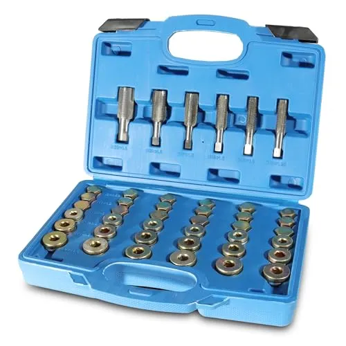Ölablassschraubenreparaturset 114tlg Bituxx® - Gewindeinstandsetzung leicht gemacht - 114-teiliges Gewindereparaturset für Ablassschrauben, ideal für schnelle und zuverlässige Instandsetzungen von M13 bis M22 Gewinden.