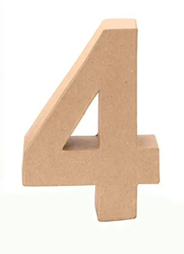 Glorex 6 2029 134 - Papp-Zahl 4, ca. 17,5 x 5,5 cm, ideal zum Bemalen und Bekleben für kreative Deko-Projekte