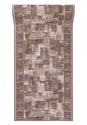Mazovia rutschfest Teppich Läufer Flur - Modern Geometrische Muster Teppichläufer - Kurzflor Flurläufer für Vorzimmer, Schlafzimmer, Küche - ÖKO-TEX Zertifiziert - Meterware Beige - 67 x 100 cm