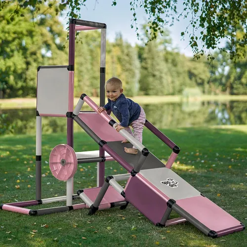 Quadro Evolution Home Spielturm mit Babyrutsche – Berry - Modularer Kletterturm für drinnen und draußen, ab 6 Monaten. Fördert Motorik und Kreativität mit verschiedenen Spielmodellen und sicherem Stecksystem.