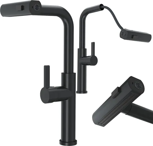 Granitan GIRO Mischbatterie Küche - Ausziehbare Küchenarmatur mit Brause - Armaturen - Mit drei Sprühfunktionen und einem schwenkbaren Auslauf für höchsten Komfort beim Kochen und Abwaschen.