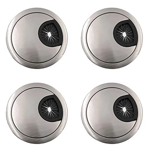 JZK 4 x Zinklegierung Metall 60mm Kabeldurchführung, Kabeldurchlass Tisch-Kabelführung zum Eindrücken Kabeldurchführungen für Möbel Schreibtisch Computer Tisch