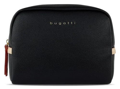 bugatti Ella Kulturbeutel - Kosmetiktasche in Schwarz, viel Platz für Badutensilien und hochwertig verarbeitet