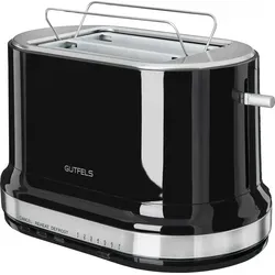 GUTFELS Toaster 2 Scheiben TOAST 2010 S sw/inox - Toaster mit 7 Bräunungsstufen, Aufwärm- und Defrost-Funktion für perfektes Toast-Ergebnis, ideal für jeden Frühstückstisch.