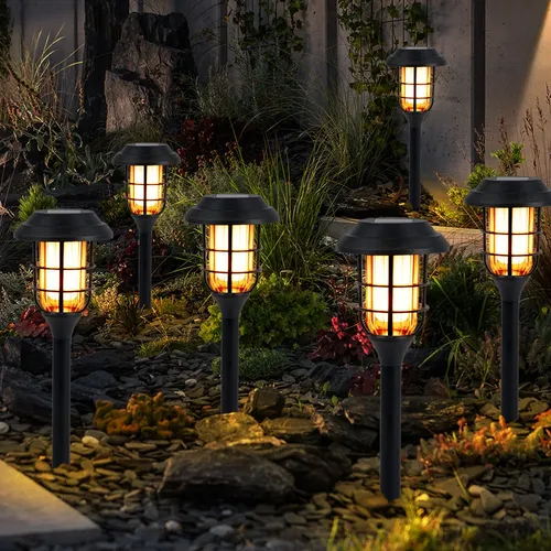 Außenleuchte Solarleuchte LED Erdspieß mit Feuereffekt schwarz - Wetterfeste Solarleuchte für den Außenbereich mit modernem Feuereffekt. Ideal zur stimmungsvollen Beleuchtung von Gartenwegen und Terrassen.