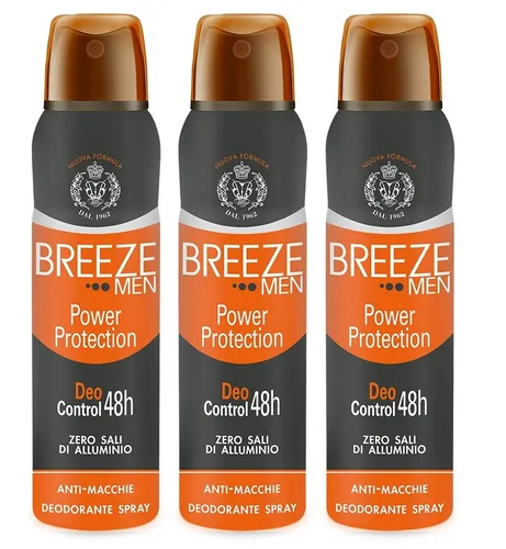 3er-Pack BREEZE Man Power Protection,Deodorant Spray 0% Aluminiumsalze 150ml