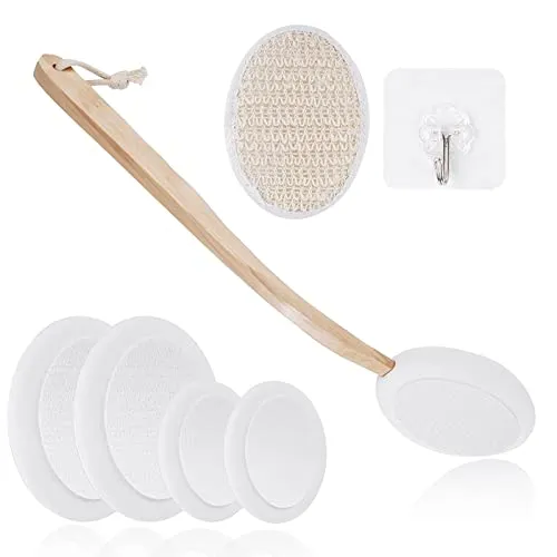 Eincremehilfe für Rücken 7-teiliges Set Rückeneincremer Badebürste Körperbürste mit Langem Stiel multifunktionales Abnehmbares Rückenbürste für Peeling Massage Lotion Creme