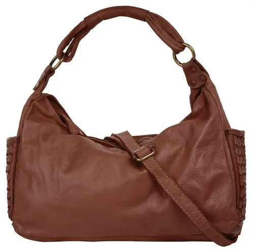 Samantha Look Handtasche Echt Leder Damen | Vintage Umhängetasche aus Italien in cognac - Damen-Henkeltaschen im Vintage-Style: Aus weichem Leder mit einzigartiger Optik, geräumiges A4-Hauptfach, vielseitig tragbar als Handtasche oder Umhängetasche.