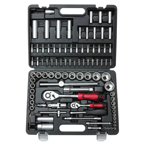 Profi Zoll Werkzeugkoffer 94-tlg. Steckschlüssel-Satz - Ratschen / Knarren – Hochwertiger 94-teiliges Werkzeugset mit robustem Koffer, ideal für Profi- und Hobbyhandwerker, inklusive 2 Jahre Herstellergarantie.