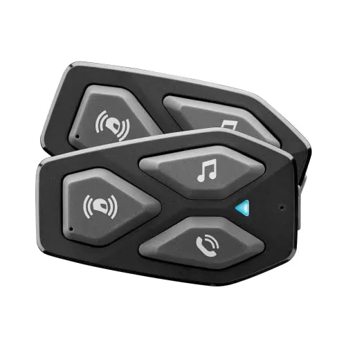 INTERPHONE UCOM3 Doppelpack - Bluetooth 5.1 Motorrad-Gegensprechanlage - Motorrad-Headsets mit 10 Stunden Akkulaufzeit und 500 m Reichweite, perfekt für klare Kommunikation und Musikgenuss während der Fahrt.