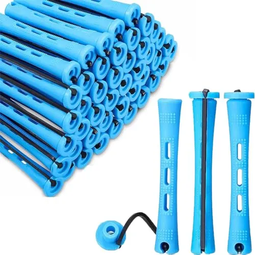 Stück Kleine Dauerwellen Wickler,0.35 Zoll Dauerwellen Set Komplett, Blau Lockenwickler Klein, Hair Rollers für Frauen, Lockenwickler Kurze Haare für Natürliche Haare Lange Kurze Haare Styling Tool 60