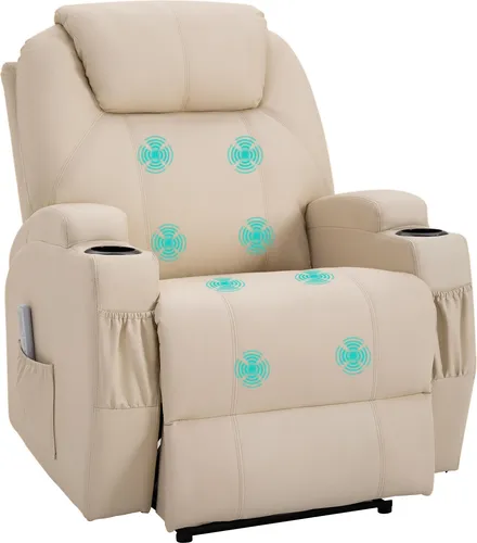 HOMCOM Massagesessel elektrisch Relaxsessel - Sofas & Sessel mit 8 Vibrationsmassagepunkten für ultimativen Entspannungskomfort, ideal für Ihr Wohnzimmer.