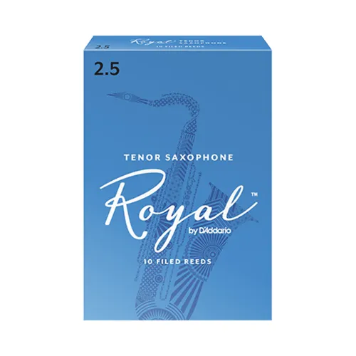 D'Addario Royal Tenorsaxophon Blätter 10er Pack Stärke 2,5 - Instrumentenzubehör: Hochwertige Tenorsaxophon Blätter im 10er Pack, Französischer Schnitt für Flexibilität und schnelle Ansprache, ideal für klassische Musik und Jazz.
