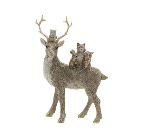 Dekohelden24 Dekofigur Hirsch aus Poly in Weiß und Beige - Stilvolle Dekofigur für die Weihnachtsdekoration, aus hochwertigem Polyresin mit eleganten Farben und feinen Details, ideal für eine harmonische Atmosphäre.