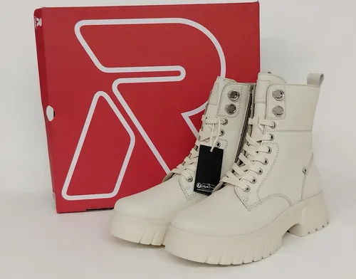 Rieker Evolution Damen Combat Boots W1870 - Wanderschuhe für Damen mit hochwertigem Glattleder, atmungsaktiv und ideal für Übergangszeiten. Mit bequemer loser Einlage und praktischem Reißverschluss für einfachen Einstieg.