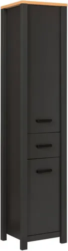 Inter Link Mehrzweckschrank Pienza, Badezimmerschrank, Wasserabweisend, 42 x 40 x 197 cm (1-St) Hochschrank mit Softclose, verstellbare Einlegeböden & Füße