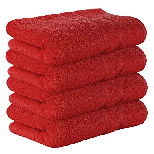 StickandShine 4er SET Premium Frottee Badetuch 100x150 cm in rot in 500g/m² aus 100% Baumwolle