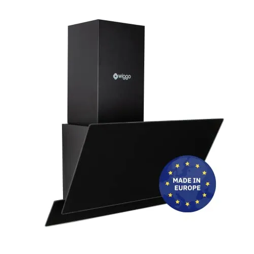 Wiggo Dunstabzugshaube 50cm - Kopffrei & Leistungsstark - Dunstabzugshaube mit 300m³/h, abgewinkeltem Design und Touch-Display für 3 Stufen. Ideal zur Abluft- oder Umluftnutzung, inkl. Fettfilter & 2 Kohlefilter für perfekte Luftreinigung.