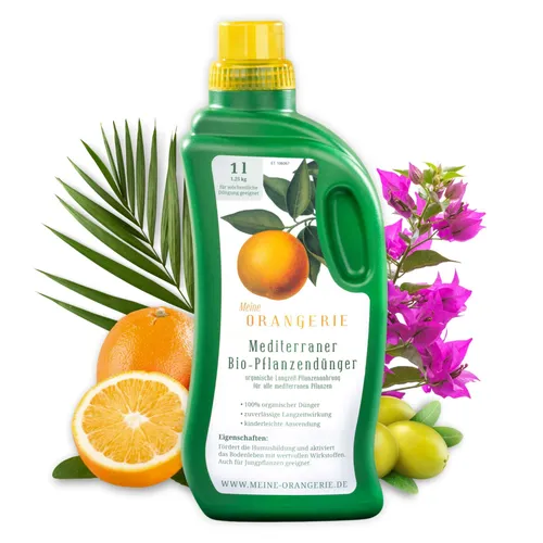 Meine OrangerieVeganer Flüssigdünger für alle mediterrane Pflanzen - ohne tierische Abfälle -Zitrusdünger - Langzeit-Pflanzennahrung