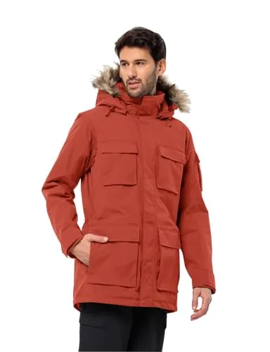 Jack Wolfskin Herren Glacier Canyon Parka, Intense Rust, L EU - Funktionsjacke, wasserdicht und winddicht, ideal für kalte Wintertage dank warmer, recycelter Wattierung und vielen praktischen Taschen.