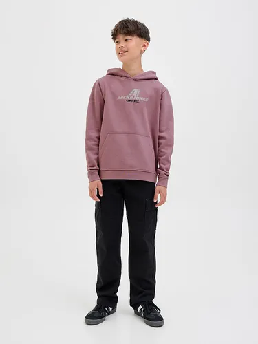 Jack & Jones Junior Kapuzenpullover - Kinder-Sweater aus bequemer Baumwolle, mit cooler Kapuze und sportlichem Print – ideal für Schule und Freizeit.