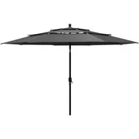Furnicato Sonnenschirm 3-lagig Anthrazit 350x260 cm mit Kurbel und Kippfunktion