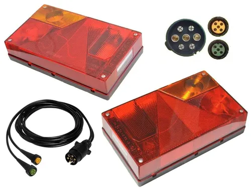 Aspöck Multipoint Set 1 - Anhänger Lampen rechts + links mit 3,5m Kabel - Komplettset für Kfz-Beleuchtung: Aspöck Multipoint mit langlebigen Lampen und 3,5m 7-poligem Kabel für einfache Montage und zuverlässige Sichtbarkeit.
