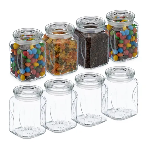 Vorratsgläser Set mit Deckel – 8er Set Aufbewahrungsgläser - Vorratsgefäße & -gläser, 750 ml Kapazität, ideal für die stilvolle Aufbewahrung von Lebensmitteln und Müsli.