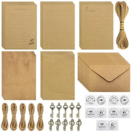 LBING 61Stk Briefpapier mit Umschlag Set Vintage Schreiben