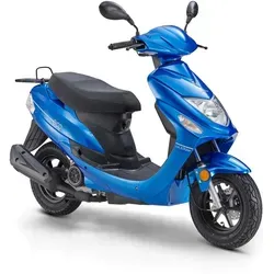 LuXXon Motorroller ECO 45 km/h, 50ccm - Effizient und wendig in Blau - Der LuXXon Motorroller ECO kombiniert sportliches Design mit effizienter Leistung. Mit nur 1,9 l/100 km und einem praktischen Staufach ist er ideal für den urbanen Alltag. Erfüllt alle StVZO-Anforderungen und bietet höchste Wendigkeit.