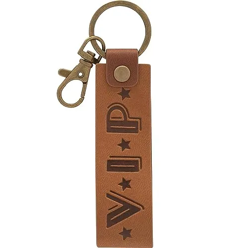 GRUSS & CO Schlüsselanhänger Kunstleder Motiv VIP | Anhänger aus dunklem Kunstleder mit Motiv VIP, inkl. Karabiner | 48391