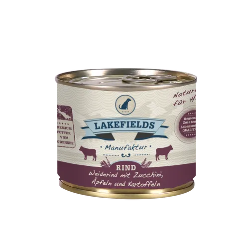 Lakefields Dosenfleisch-Menü Rind für ausgewachsene Hunde, 6 x 200 g
