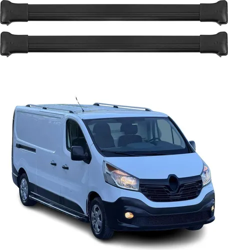 OMAC Dachträger für Renault Trafic 2014-2025, 75kg, Aluminium Schwarz - Dachgepäckträger aus hochwertigem Aluminium, leicht, abnehmbar und wasserbeständig. Ideal für Fahrräder und Skiausrüstung, mit aerodynamischem Design für weniger Windgeräusche.