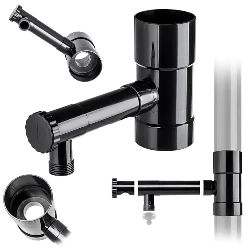 KADAX Regensammler 80mm, Regenwassersammler für Fallrohr, Regendieb mit integrierten Ventil, Wassersammler aus hochwertigem Kunststoff, Wasserdieb (Schwarz)