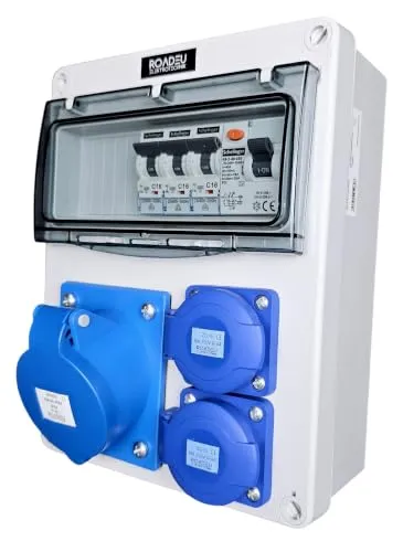 RoadEu Stromverteiler 230V IP44 mit FI, CEE 16A 3P und 2x Schuko