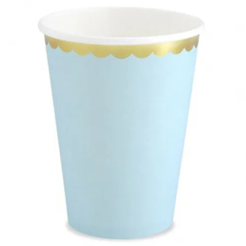 Becher pastell hellblau, folienbeschichtet, 220 ml, Partydeko
