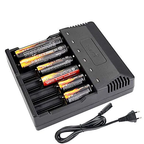 TrustFire TR-012 Batterieladegerät Universal Batterie Akku Ladegerät - intelligent 6 X Ladeschächte Multi Akkuladegerät für wiederaufladbare Li-Ionen-Akkus 3,7V 18650 14500 18350 16340 10440
