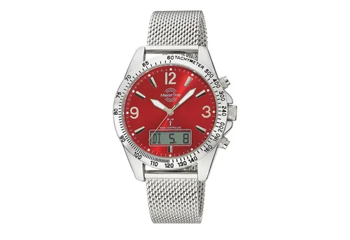 MASTER TIME Funkchronograph Sporty MTGA-10962-82M - Herrenuhr mit Edelstahlarmband, bietet analoge und digitale Anzeige, Funkempfang für präzise Zeit und zahlreiche Funktionen wie Stoppuhr und automatischen Kalender.