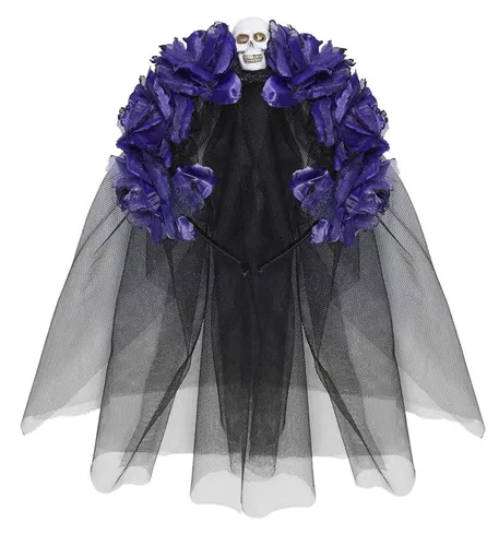 Haarreif lila Rosen Totenkopf Widmann Kostüm Dia de los Muertos, Tag der Toten