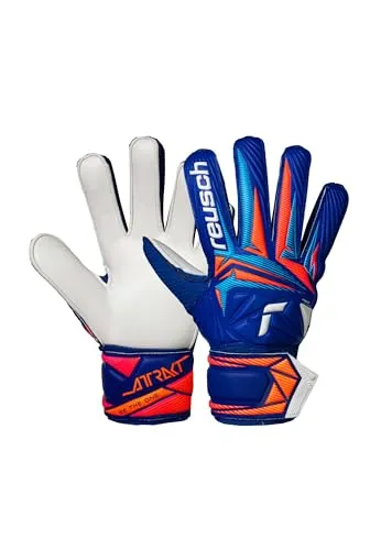 Reusch Torwarthandschuhe Kinder Jugendliche | robuster Grip & stabile Passform| für Training & Spiel | Kunstrasen, Naturrasen & Hartplatz | für Nachwuchs-Torhüter | Größe 4-8 | Attrakt Solid Junior
